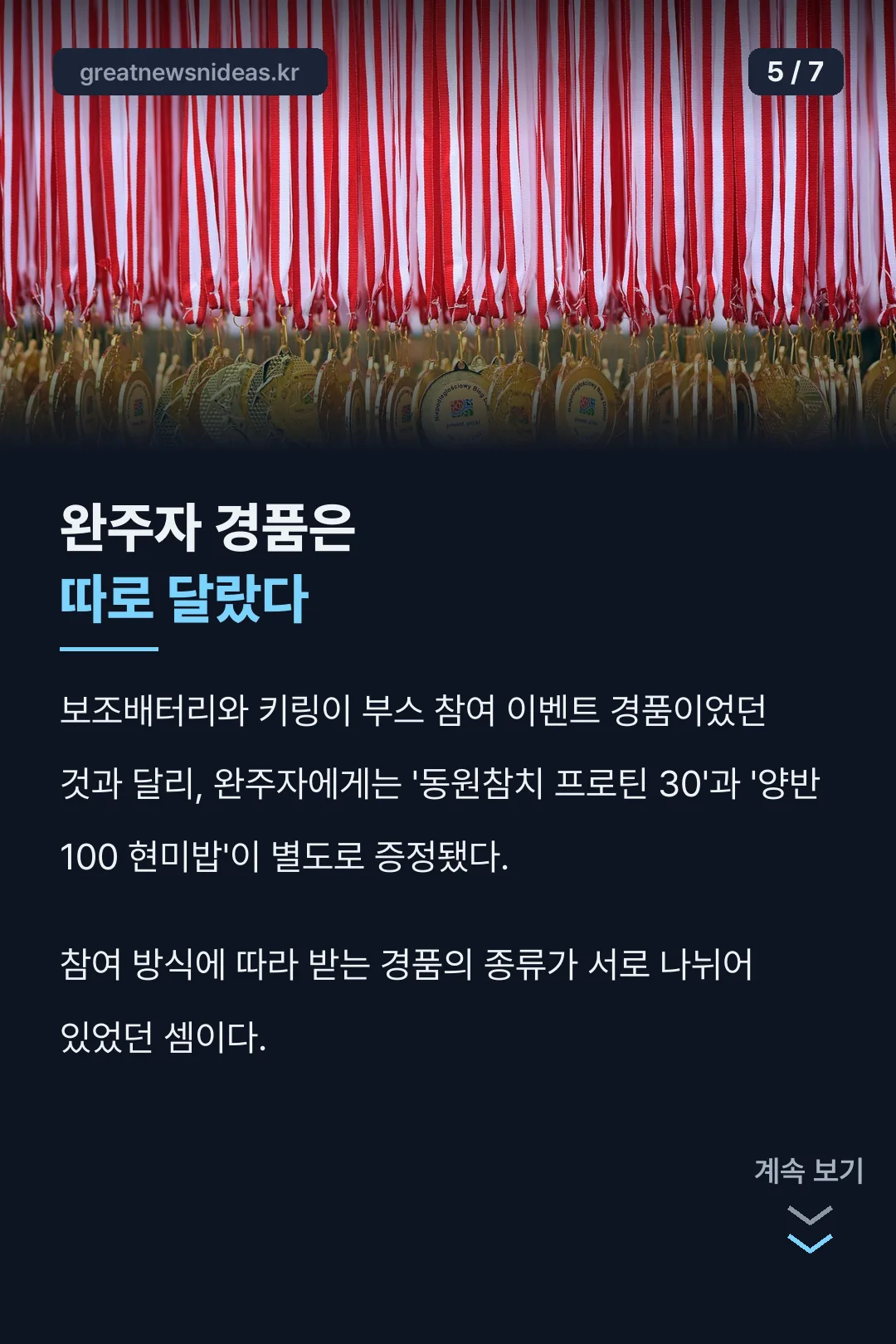 완주자 경품은 따로 달랐다
