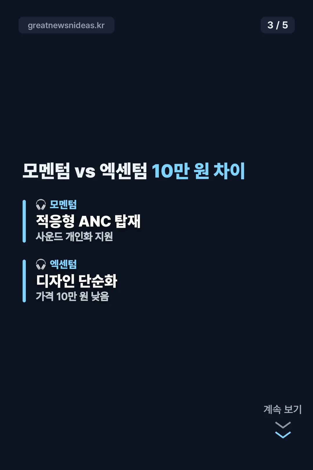 모멘텀과 엑센텀 라인업 차이